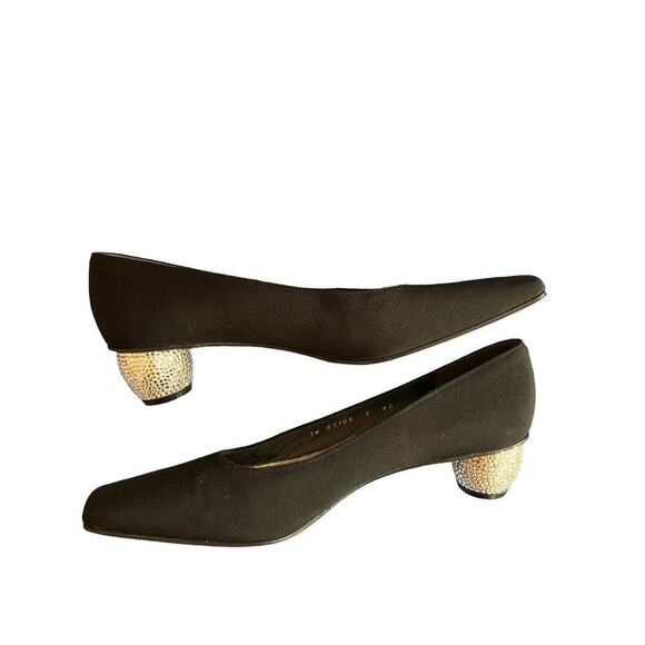 Stuart Weitzman Crystal Diamond Embellished Slim Square Toe Leather Sole Pumps 7 - Picture 1 of 8